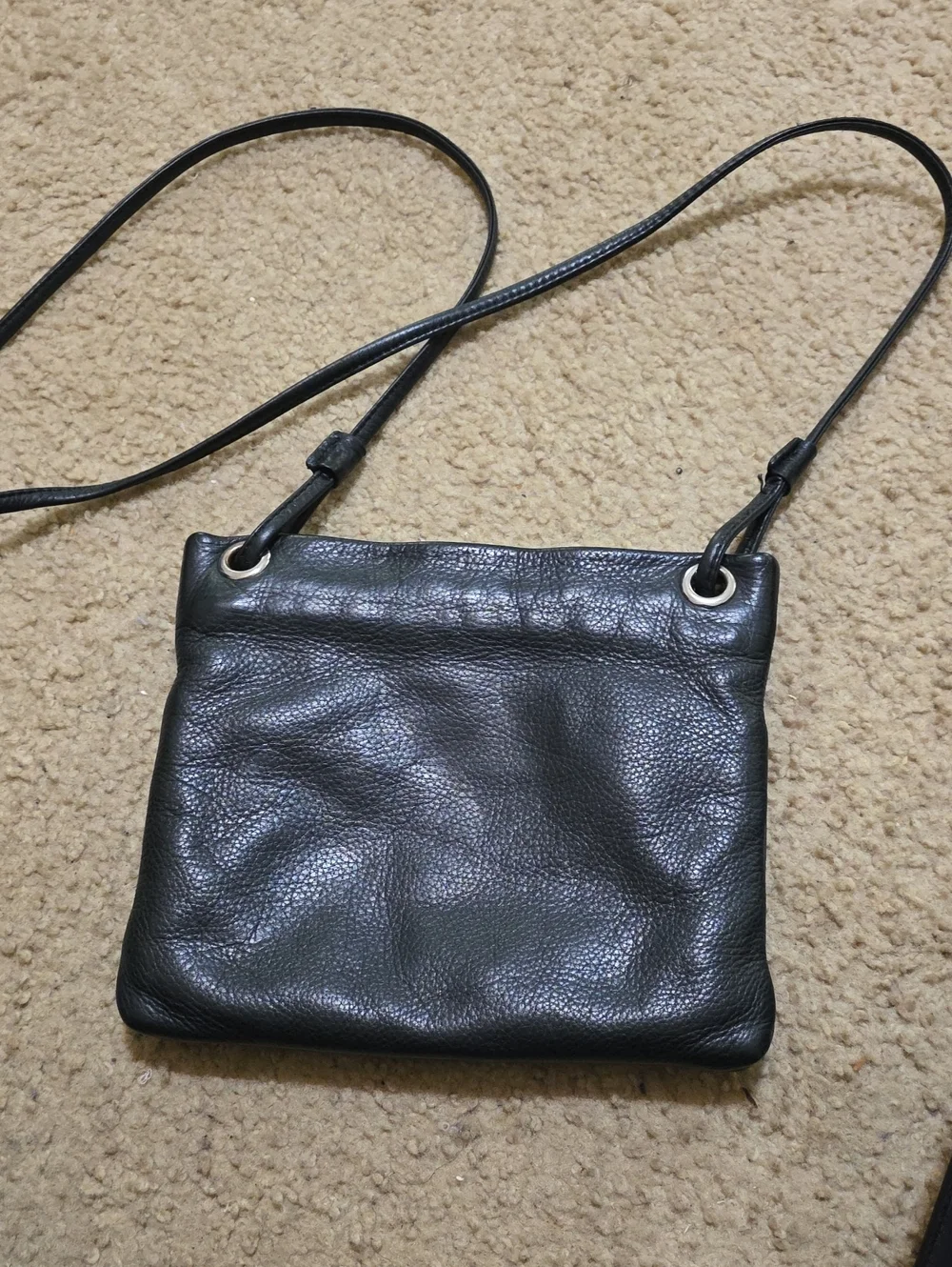 Margot Black Leather Shoulder Bag with Zip Pocket